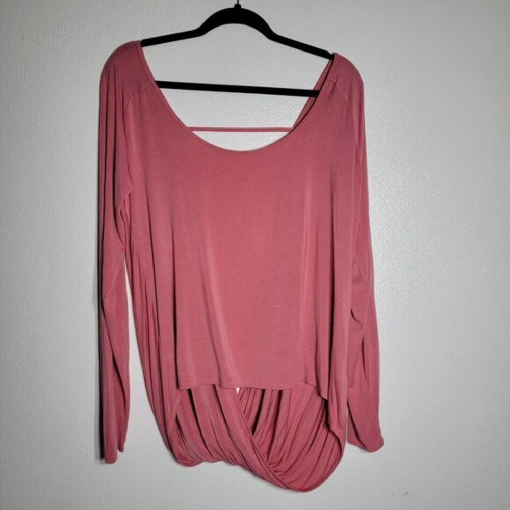 Zyia Active Twist Back Top Size XL Pink Long Sleeve Soft Stretch‎ Athleisure